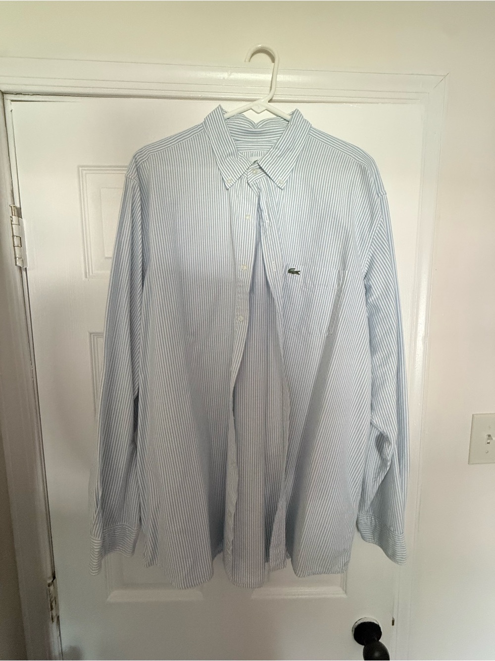 Lacoste Men’s Light Blue & White Pinstripe Dress Shirt